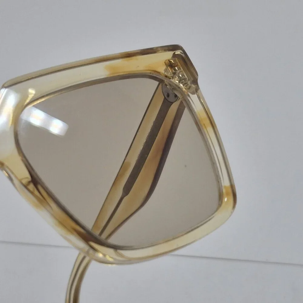 Celine Yellow  Clear Tortoiseshell Square Tinted Sunglasses Made In Italy - Picture 15 of 15